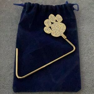 Gold and Crystal Paw Print Purse Hook NWOT